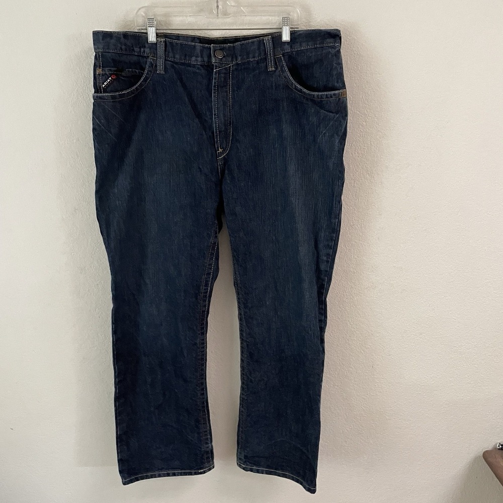 Ariat FR M4 Jeans Mens 42x30 Blue Cotton Denim Bootcut Relaxed Workwear Cotton